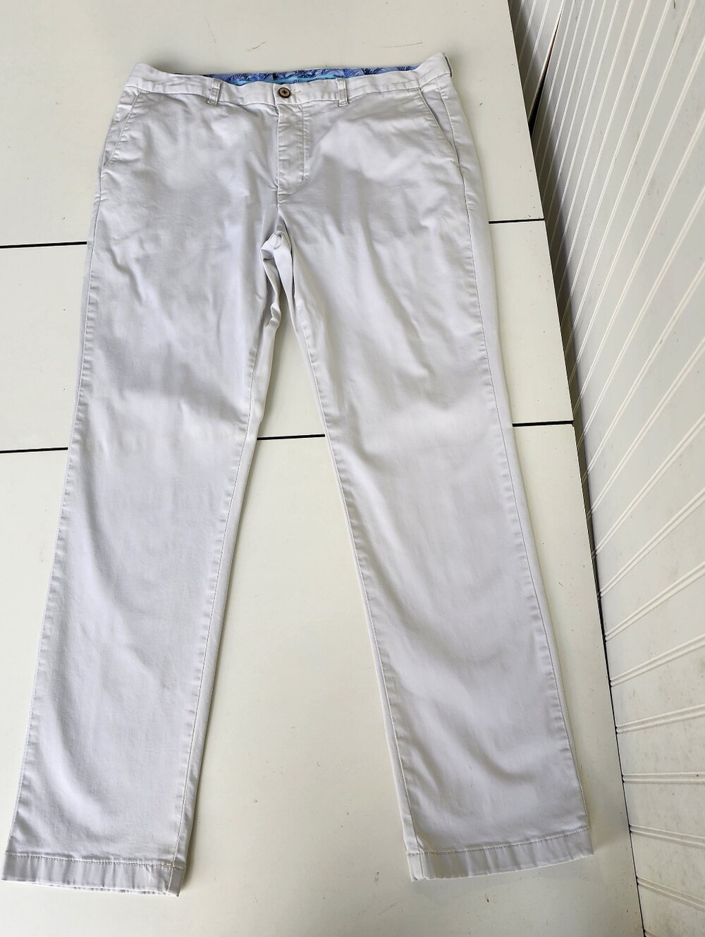 Tommy Bahama Boracay Flat Front Cotton Blend Pants 38 X 34 Bleached Sand  Bege